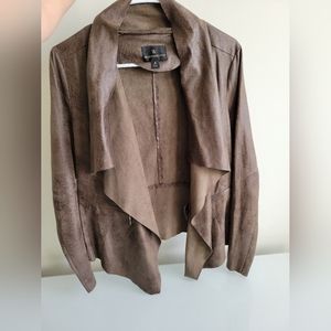 Brand New Worthington Faux Leather Suede Olive Brown Green Cardigan moto Jacket